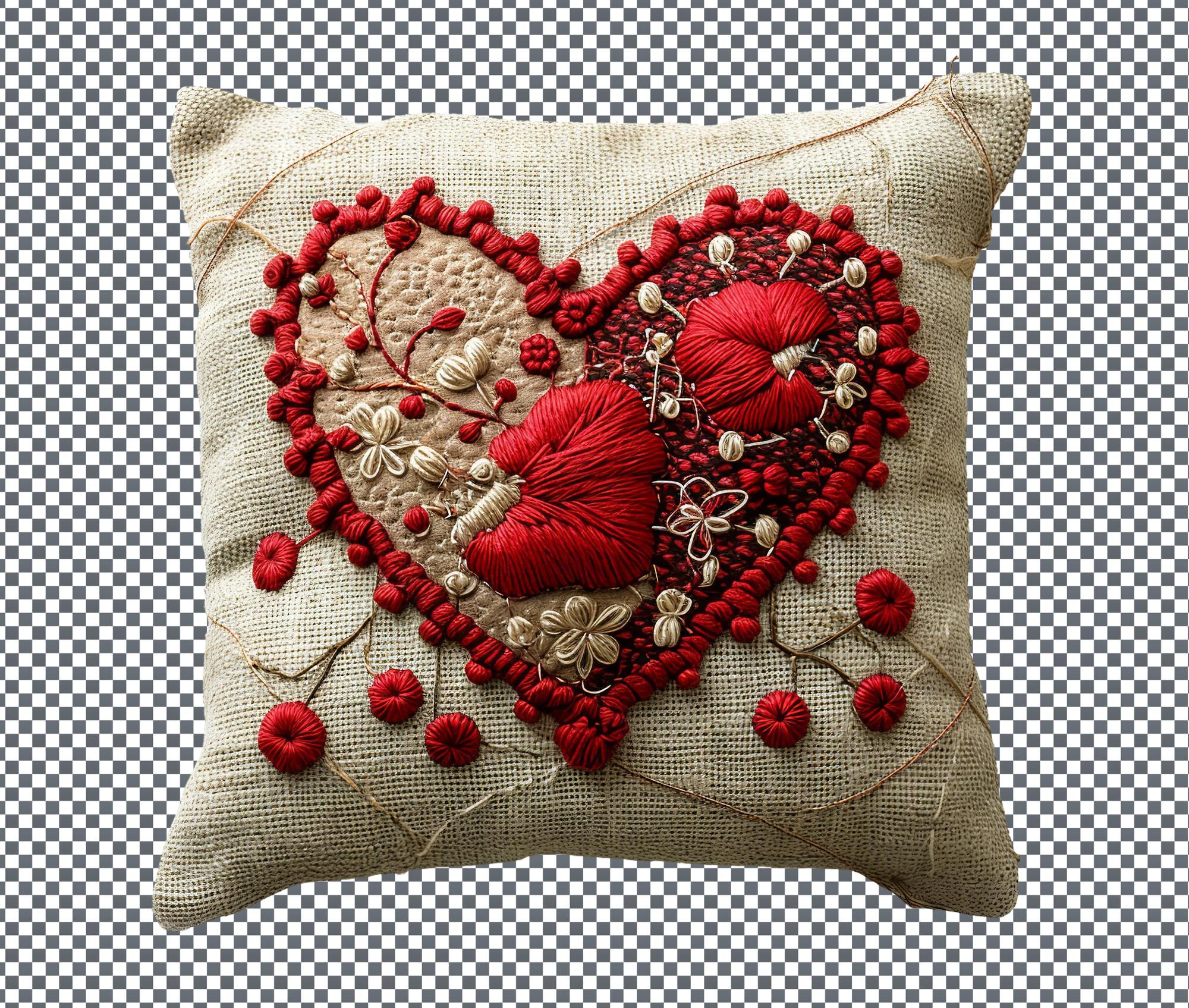 Embroidered cushion in neutral palette